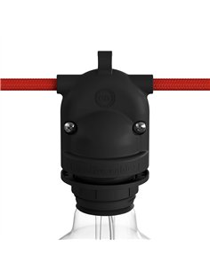 Portalámparas e27 con gel para exterior doble salida ip65 negro