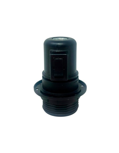 Portalámparas e27 con interruptor semirroscado con arandela 2 a 250 v negro