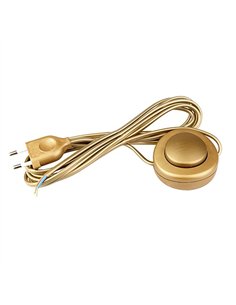 Interruptor eléctrico de pie con cable, 2,5 a 250 v, 3 m, oro