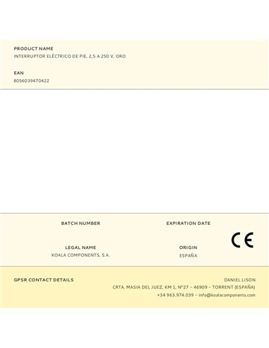 Interruptor eléctrico de pie, 2,5 a 250 v, oro