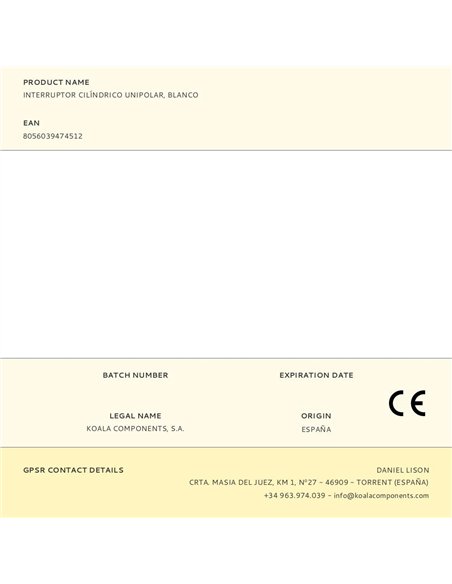 Interruptor cilíndrico unipolar, blanco