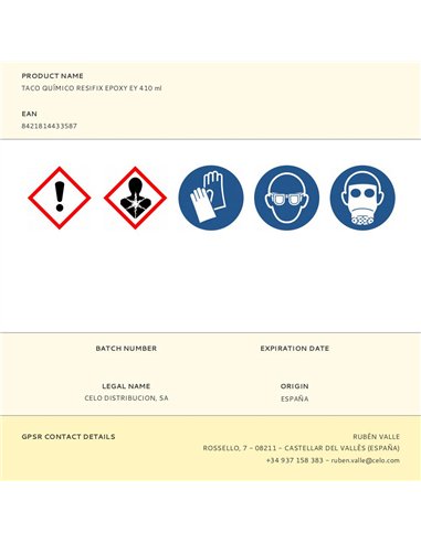 Taco químico resifix epoxy ey410, 410 ml