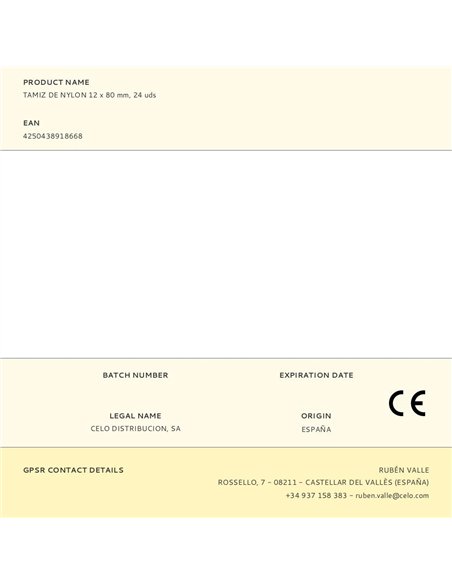 Tamiz de nylon 12 x 80 mm, 24 uds