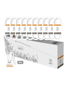Pack ahorro 10 cables basik usb-a usb-c 2,4a blanco tech one tech