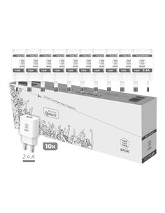 Pack ahorro 10 cargadores basik 2,4a blanc (usb-a)