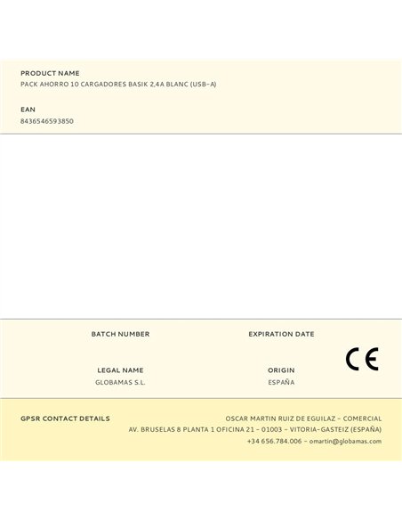 Pack ahorro 10 cargadores basik 2,4a blanc (usb-a)