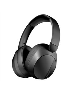 Auriculares plegables negros con bluetooth 6.0, cancelación activa del ruido y micrófono