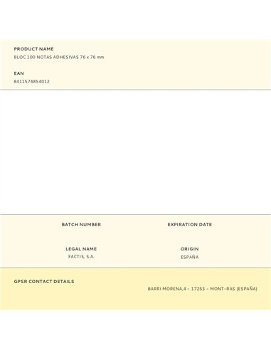 Bloc 100 notas adhesivas 76 x 76 mm