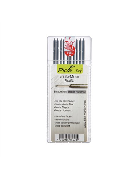 Estuche con 10 minas dry (grafito 2b)