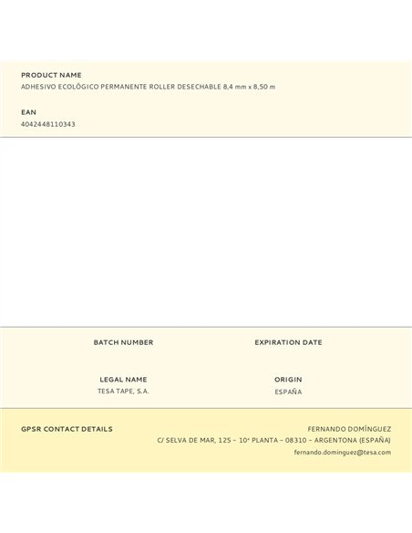 Adhesivo ecológico permanente roller desechable 8,4 mm x 8,50 m