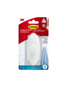 Gancho para toallas, grande, blanco, 1 ud + 2 tiras, máx 2,2 kg 2