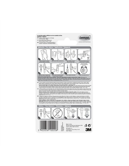 Gancho de diseño, mediano, blanco, 29 x 79 x 29 mm, 2 uds + 4 tiras, max 1,3 kg