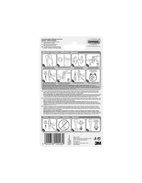 Gancho de diseño pequeño, blanco, 2 uds + 4 tiras, max 450 gr