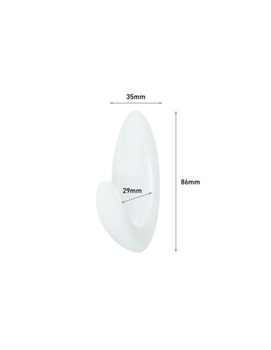Gancho para baño, mediano, blanco, 35 x 86 x 29, 2 uds + 3 tiras, máx 1,3 kg