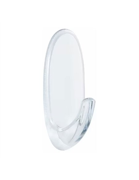 Gancho mediano trasparente, 25 x 60 x 25 mm, 2 uds + 4 tiras
