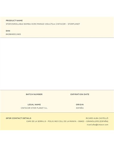 Stor enrollable bambu ocre mango 150x175cm cintacor - storplanet