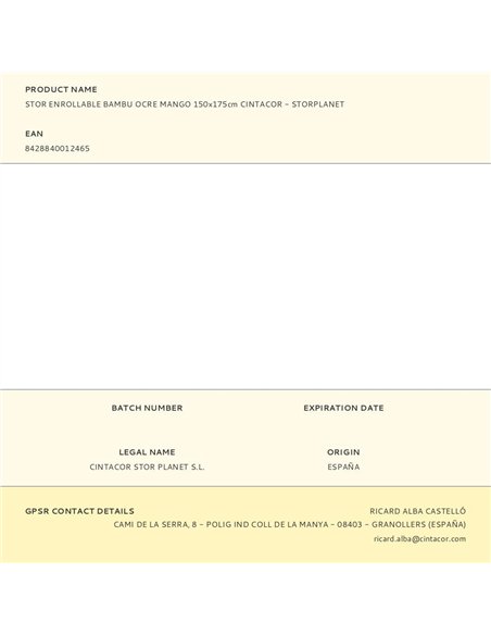 Stor enrollable bambu ocre mango 150x175cm cintacor - storplanet
