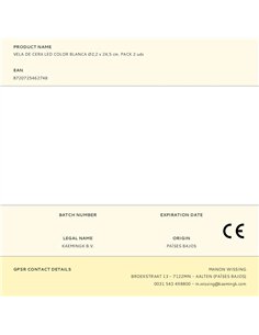 Vela de cera led color blanco ø2,2 x 24,5 cm. pack 2 uds 2