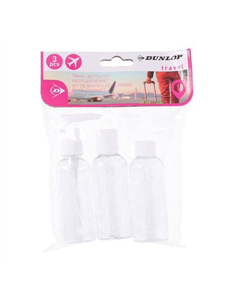 Pack recipientes para equipaje de cabina avión 3 piezas 3 x 80 ml dunlop travel
