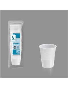 Vasos de plástico blancos 200cc, 25 uds 2