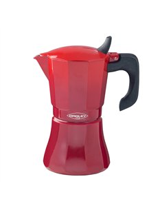 Cafetera petra roja de aluminio de 6 tazas