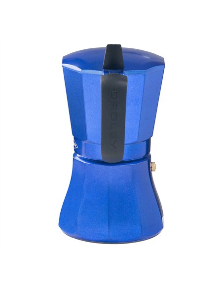 Cafetera petra azul de aluminio de 6 tazas