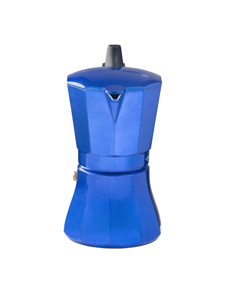 Cafetera petra azul de aluminio de 6 tazas