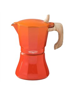 Cafetera petra naranja de aluminio de 6 tazas
