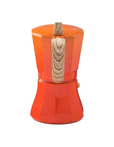 Cafetera petra naranja de aluminio de 6 tazas