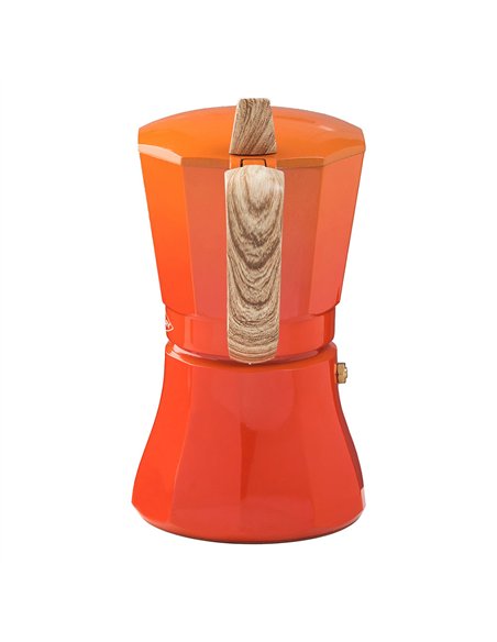 Cafetera petra naranja de aluminio de 6 tazas