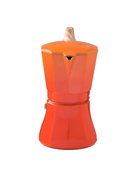 Cafetera petra naranja de aluminio de 6 tazas