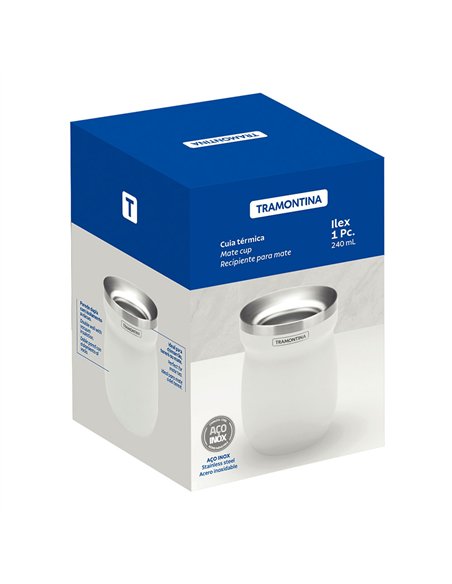 Recipiente para mate de acero inoxidable blanco 240 ml