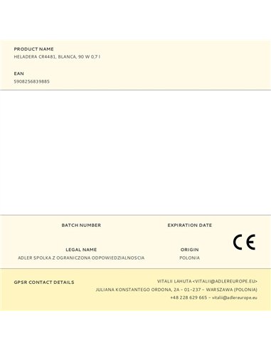 Heladera cr4481, blanca, 90 w 0,7 l