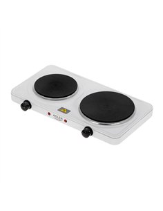 Cocina eléctrica dos quemadores 2500 w blanca, 46 x 26,5 x 7 cm 2