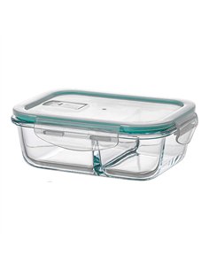 Fiambrera borosilicato dos compartimientos hermética 630 ml