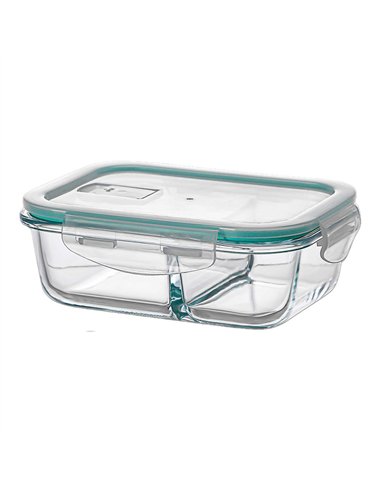 Fiambrera borosilicato dos compartimientos hermética 630 ml
