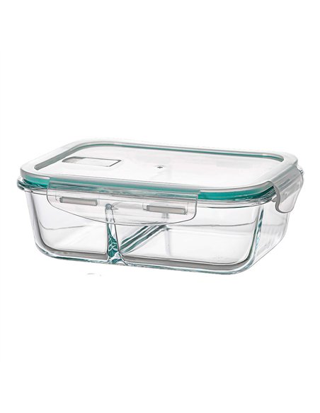 Fiambrera borosilicato dos compartimientos hermética 1040 ml