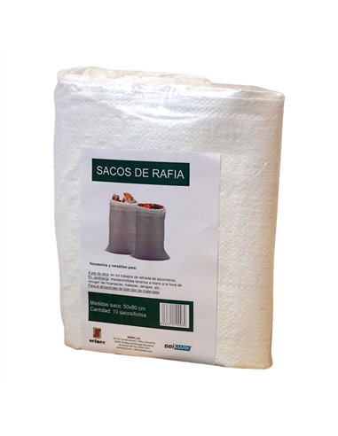 Saco de rafia blanco 50 x 80 cm, 10 uds