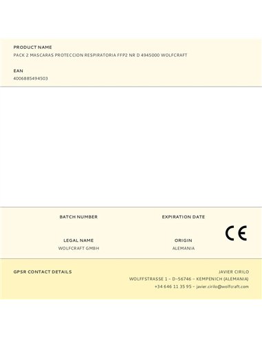 Pack 2 mascaras proteccion respiratoria ffp2 nr d 4945000 wolfcraft