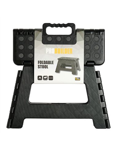 Banqueta plegable negra, 35 x 28,5 x 22 cm