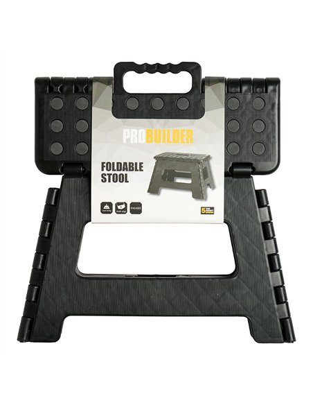Banqueta plegable negra, 35 x 28,5 x 22 cm