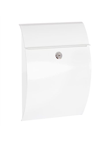 Buzón individual exterior, pequeño, galan, acero, blanco, 21 x 7,5 x 29 cm