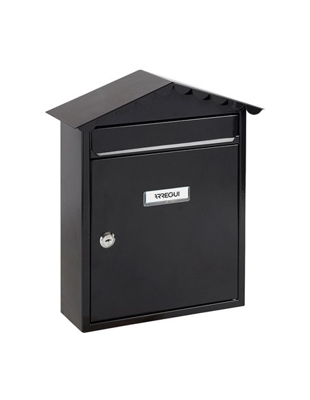 Buzón individual exterior, mediano, visit, acero, negro, 30 x 11 x 36 cm