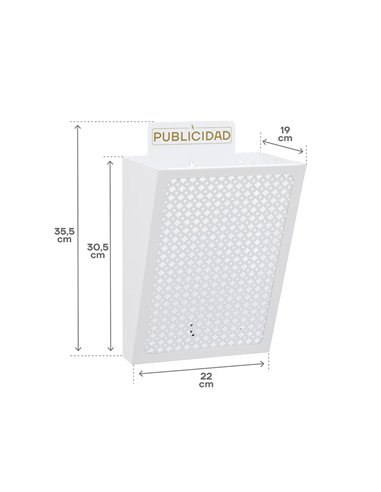 Cesta de publicidad e2304, acero, blanco, 22 x 19 x 35,5 cm