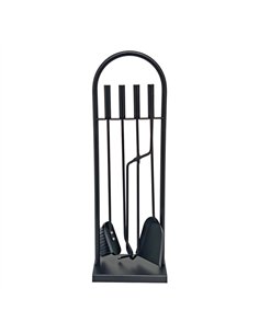 Juego de chimenea de 4 piezas con soporte, color negro, 23 x 68 cm
