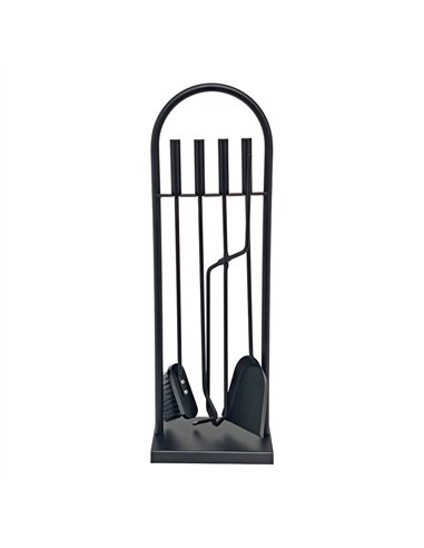 Juego de chimenea de 4 piezas con soporte, color negro, 23 x 68 cm