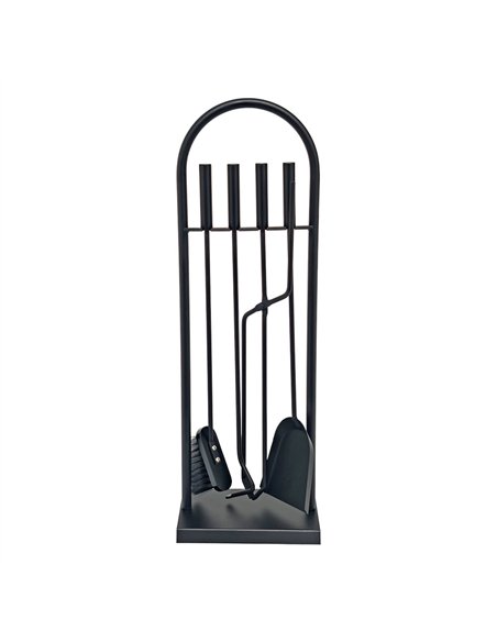 Juego de chimenea de 4 piezas con soporte, color negro, 23 x 68 cm