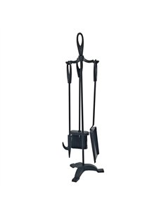 Juego de chimenea color negro 3 piezas 19 x 68,5 cm