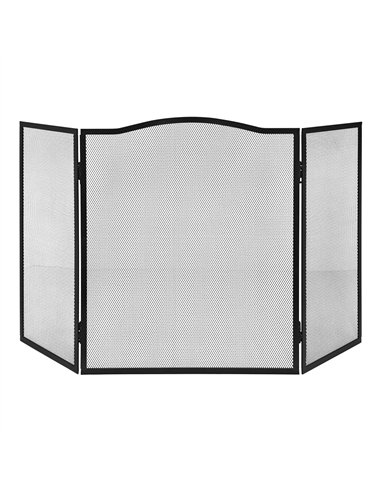 Pantalla chimenea plegable, color negro, 101 x 61 cm