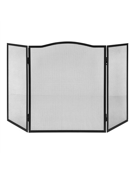Pantalla chimenea plegable, color negro, 101 x 61 cm